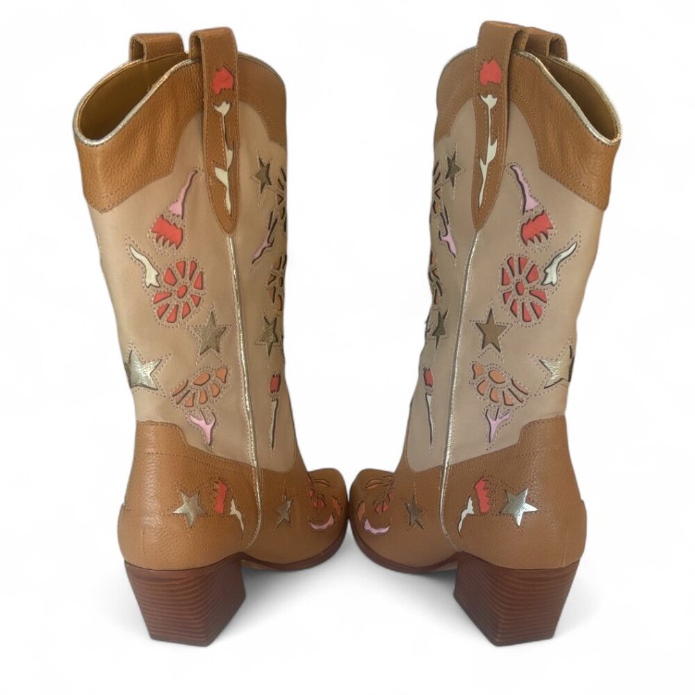 Western Boots Leather Tan Multi by Dolce Vita Size 7.5 NWT - Picture 9 of 13